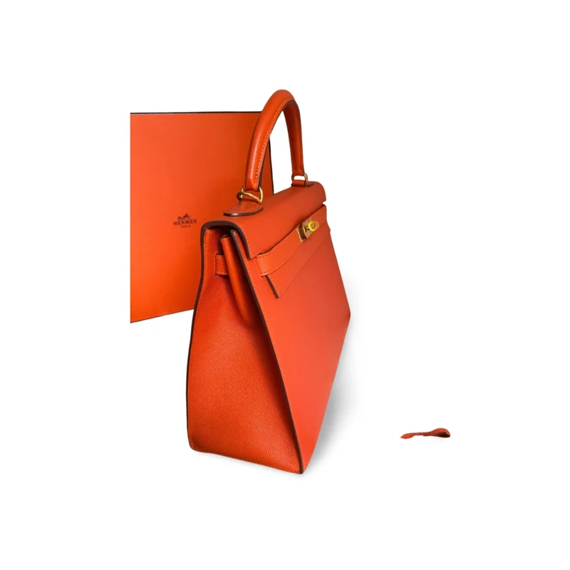 Hermes Orange Kelly 32 Sellier Tasche aus Epsom-Leder mit goldener Hardware