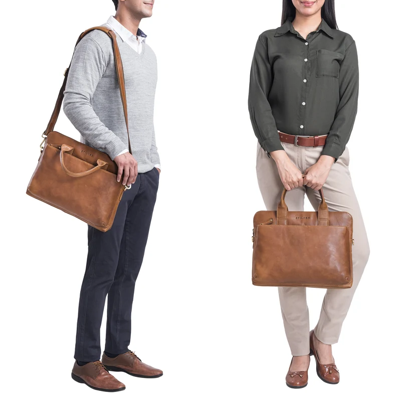 "Lancelot" Laptoptasche 14 Zoll Echtleder Herren und Damen