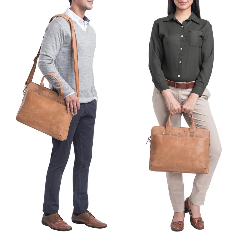 "Lancelot" Laptoptasche 14 Zoll Echtleder Herren und Damen