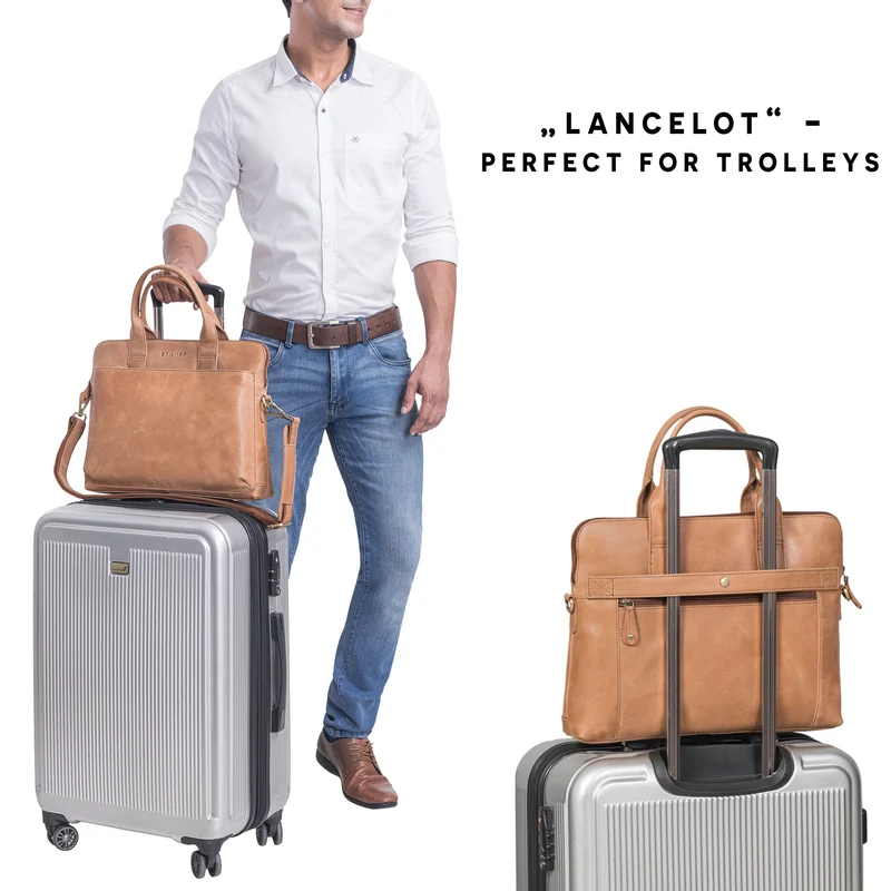 "Lancelot" Laptoptasche 14 Zoll Echtleder Herren und Damen