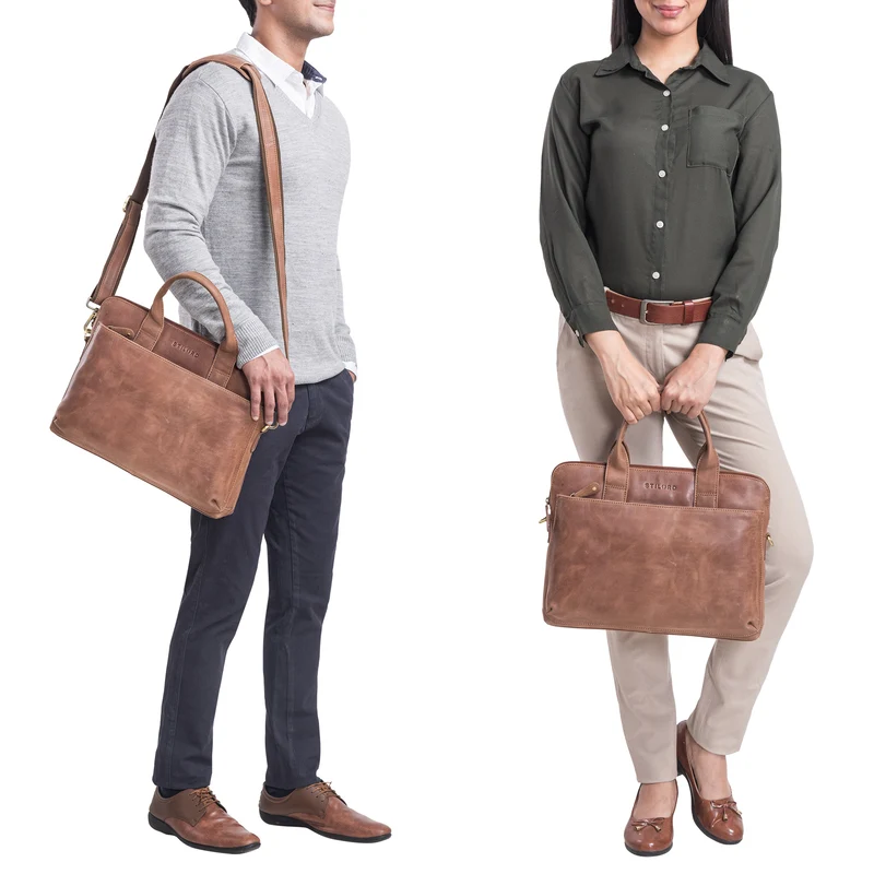 "Lancelot" Laptoptasche 14 Zoll Echtleder Herren und Damen
