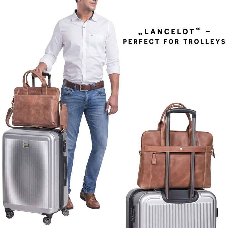 "Lancelot" Laptoptasche 14 Zoll Echtleder Herren und Damen