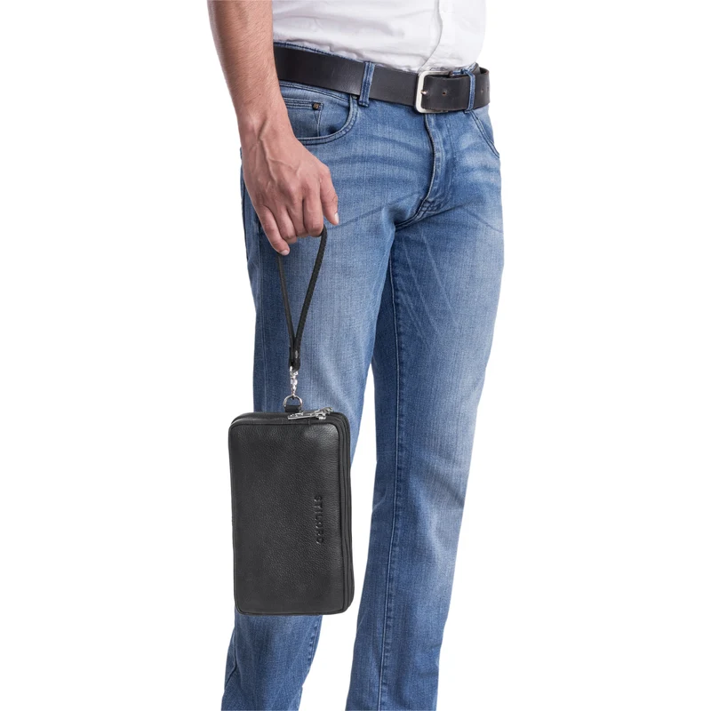 "Kenneth" Handgelenktasche Herren Echtleder mit Handgelenk-Schlaufe