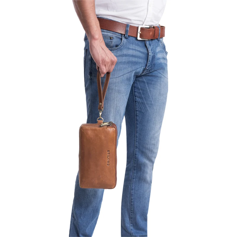 "Kenneth" Handgelenktasche Herren Echtleder mit Handgelenk-Schlaufe