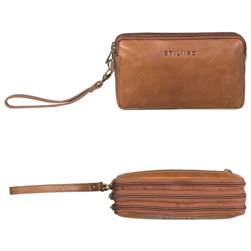 "Kenneth" Handgelenktasche Herren Echtleder mit Handgelenk-Schlaufe