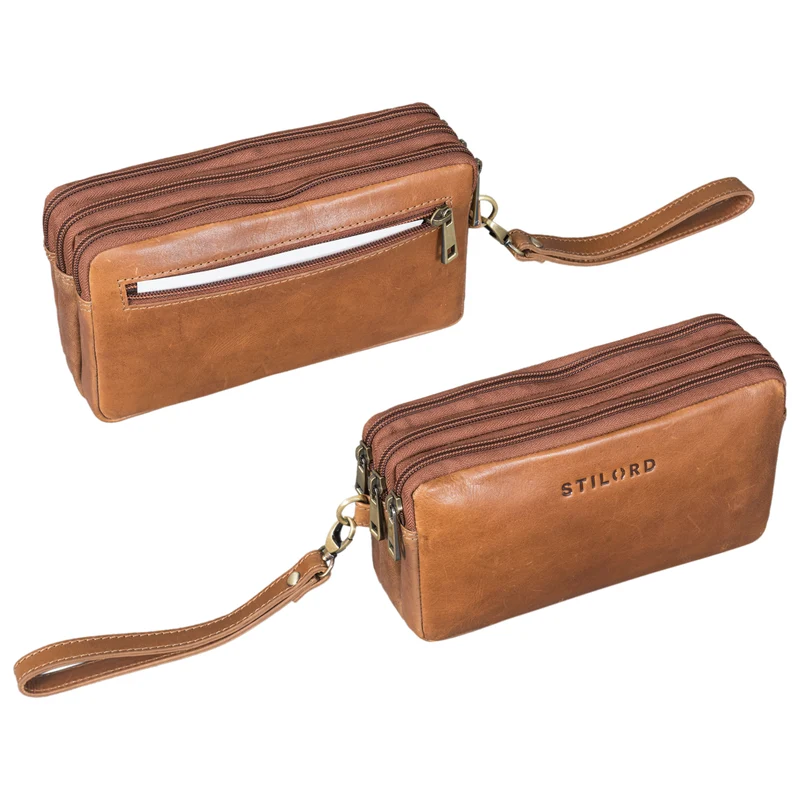 "Kenneth" Handgelenktasche Herren Echtleder mit Handgelenk-Schlaufe