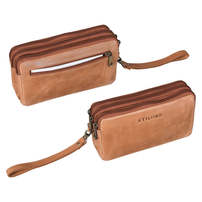 "Kenneth" Handgelenktasche Herren Echtleder mit Handgelenk-Schlaufe