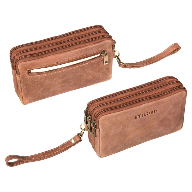 "Kenneth" Handgelenktasche Herren Echtleder mit Handgelenk-Schlaufe