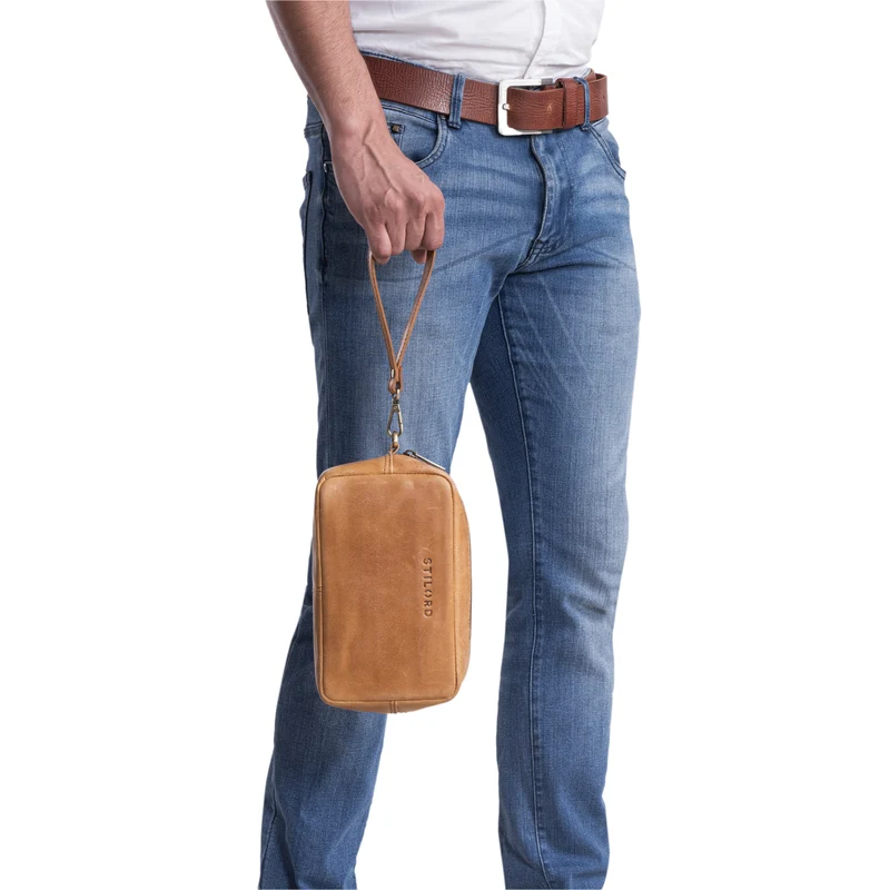 "Larkin" Herren Hand-Gelenk-Tasche Echtleder klein