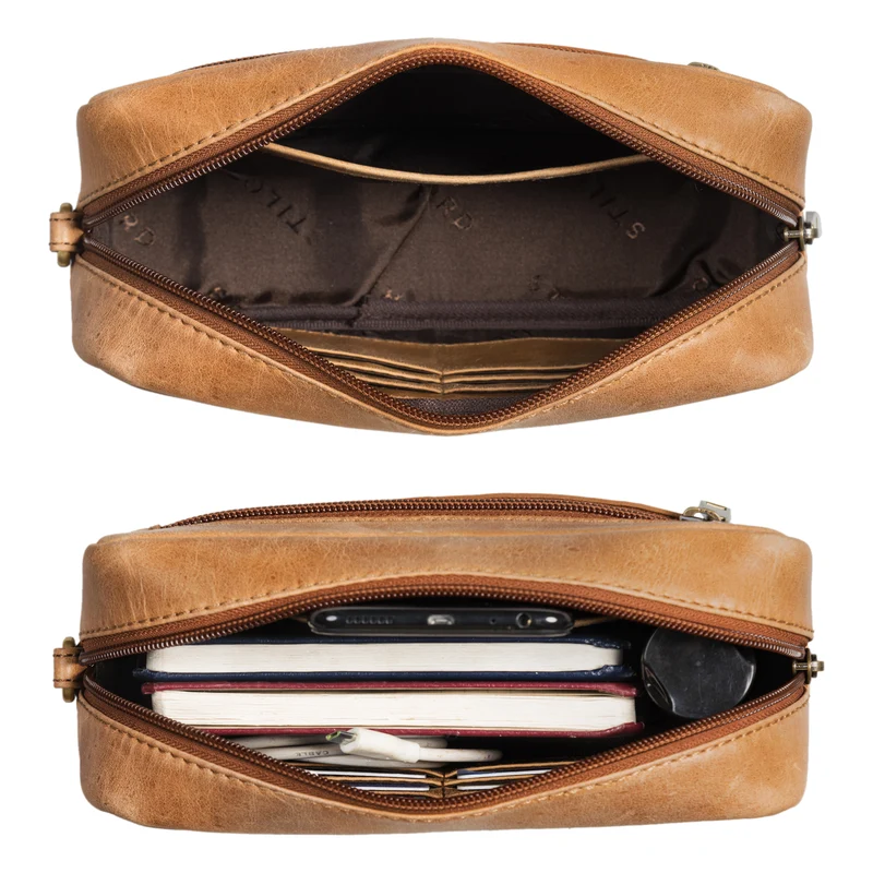 "Larkin" Herren Hand-Gelenk-Tasche Echtleder klein