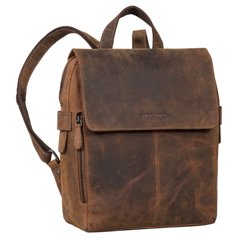 "Darcy" Tagesrucksack Leder mit Überschlag