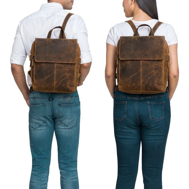 "Darcy" Tagesrucksack Leder mit Überschlag