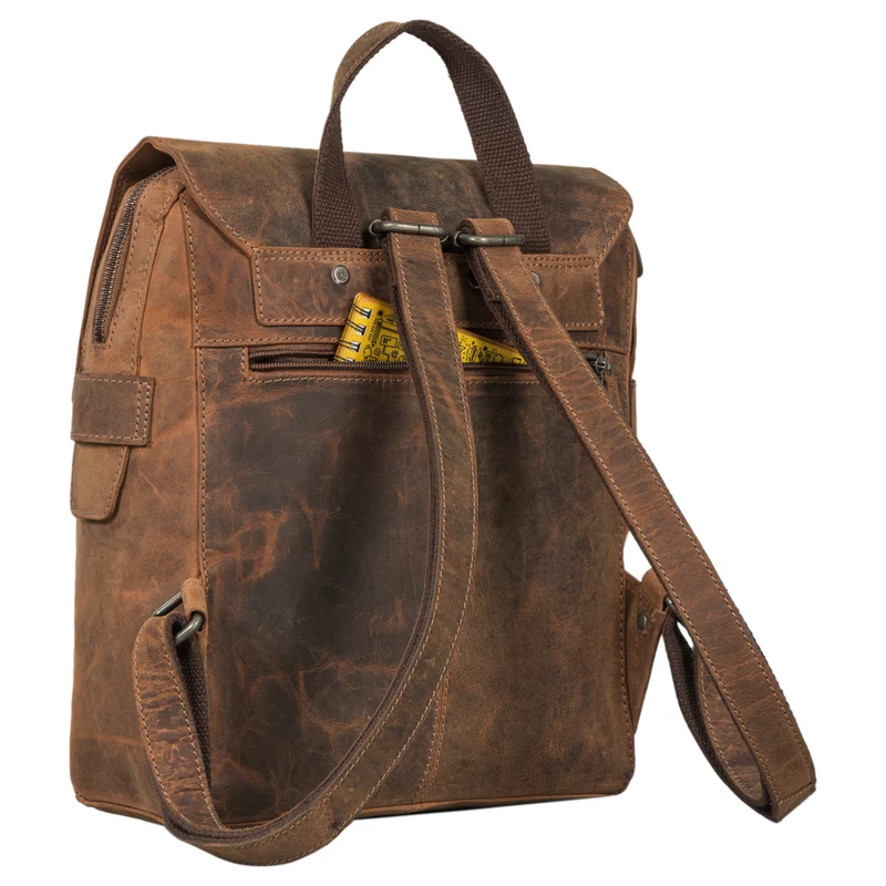 "Darcy" Tagesrucksack Leder mit Überschlag