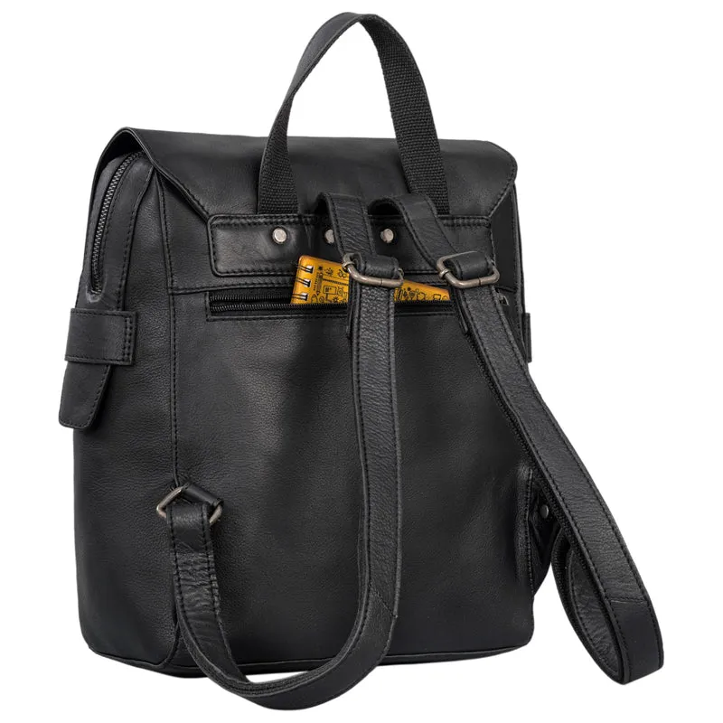 "Darcy" Tagesrucksack Leder mit Überschlag