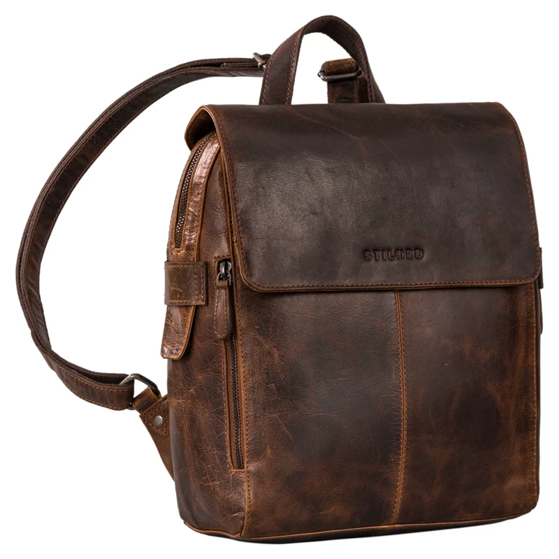"Darcy" Tagesrucksack Leder mit Überschlag