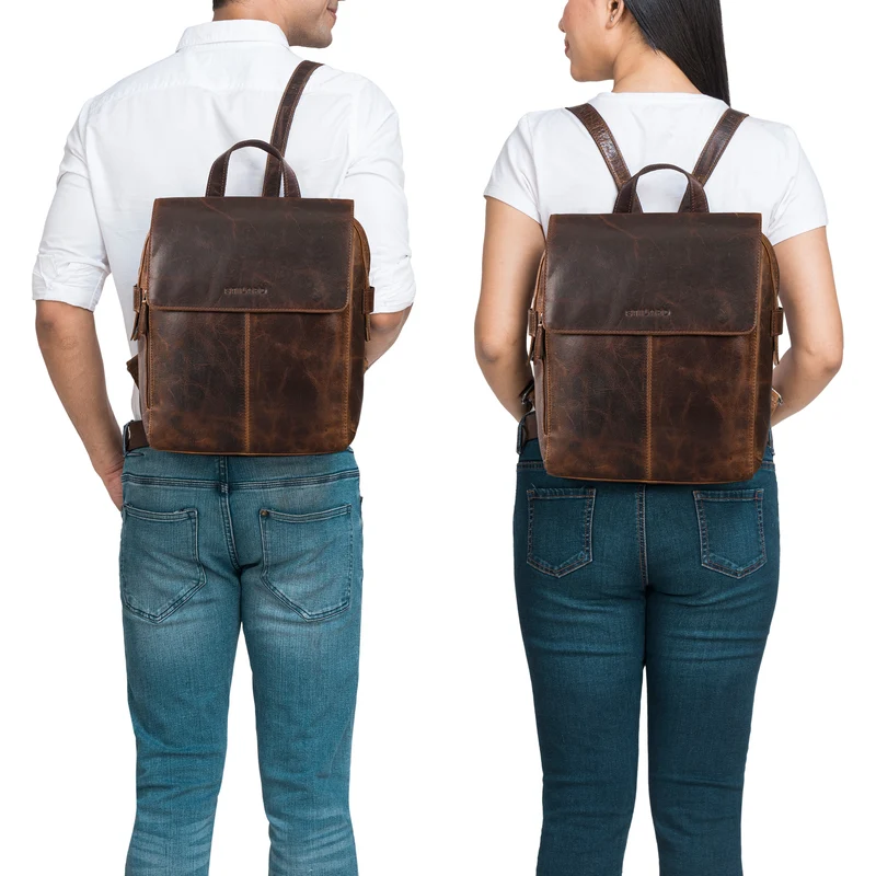 "Darcy" Tagesrucksack Leder mit Überschlag