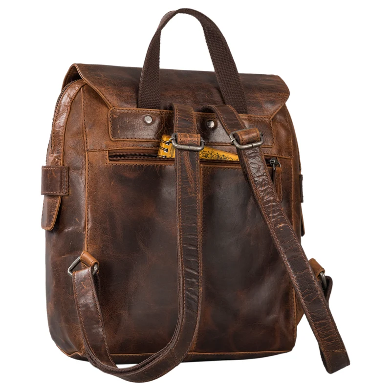 "Darcy" Tagesrucksack Leder mit Überschlag