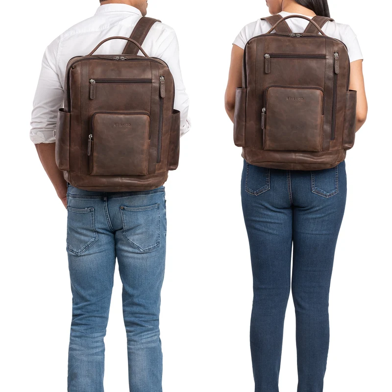 "Archibald" Lederrucksack mit Laptop-Fach 15,6 Zoll Damen und Herren