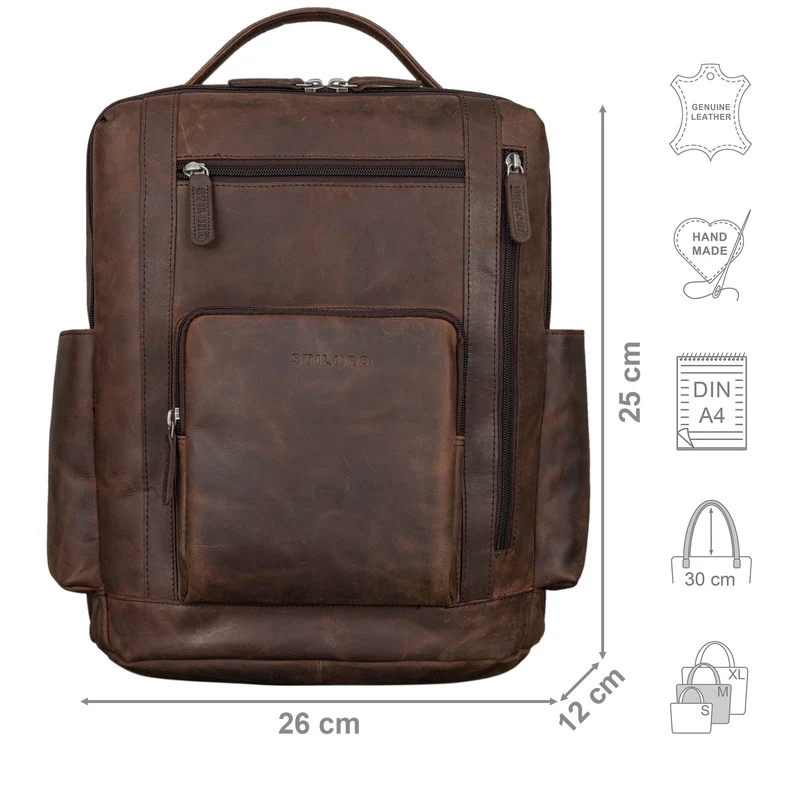 "Archibald" Lederrucksack mit Laptop-Fach 15,6 Zoll Damen und Herren