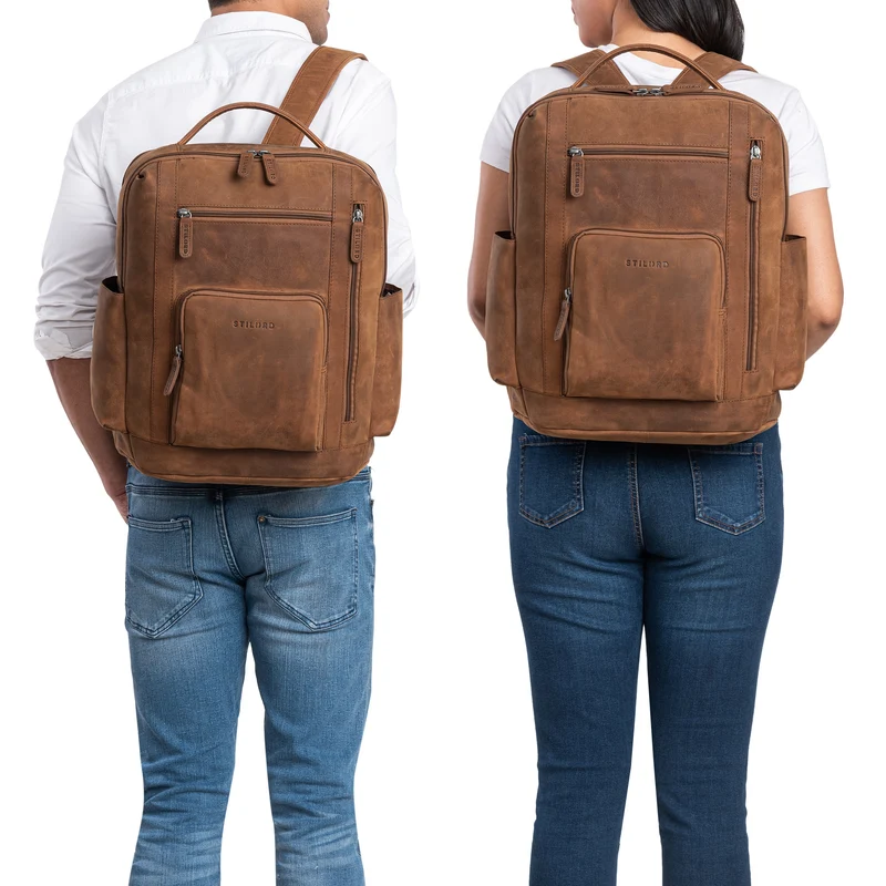 "Archibald" Lederrucksack mit Laptop-Fach 15,6 Zoll Damen und Herren