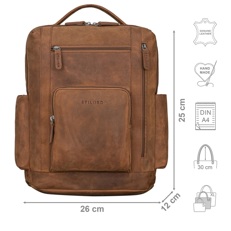 "Archibald" Lederrucksack mit Laptop-Fach 15,6 Zoll Damen und Herren