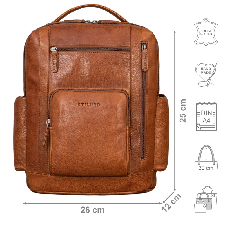 "Archibald" Lederrucksack mit Laptop-Fach 15,6 Zoll Damen und Herren