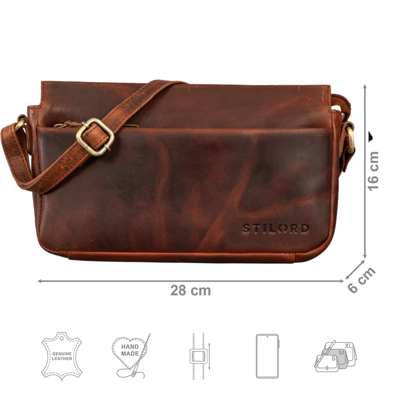 "Fenja" Elegante Vintage Ledertasche Damen klein