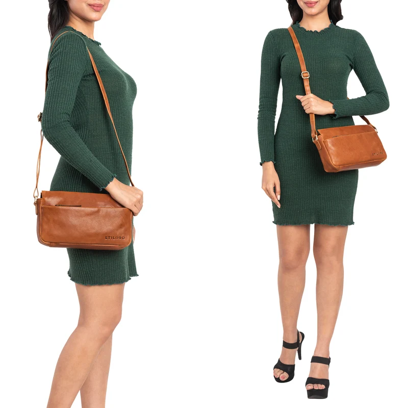 "Fenja" Elegante Vintage Ledertasche Damen klein
