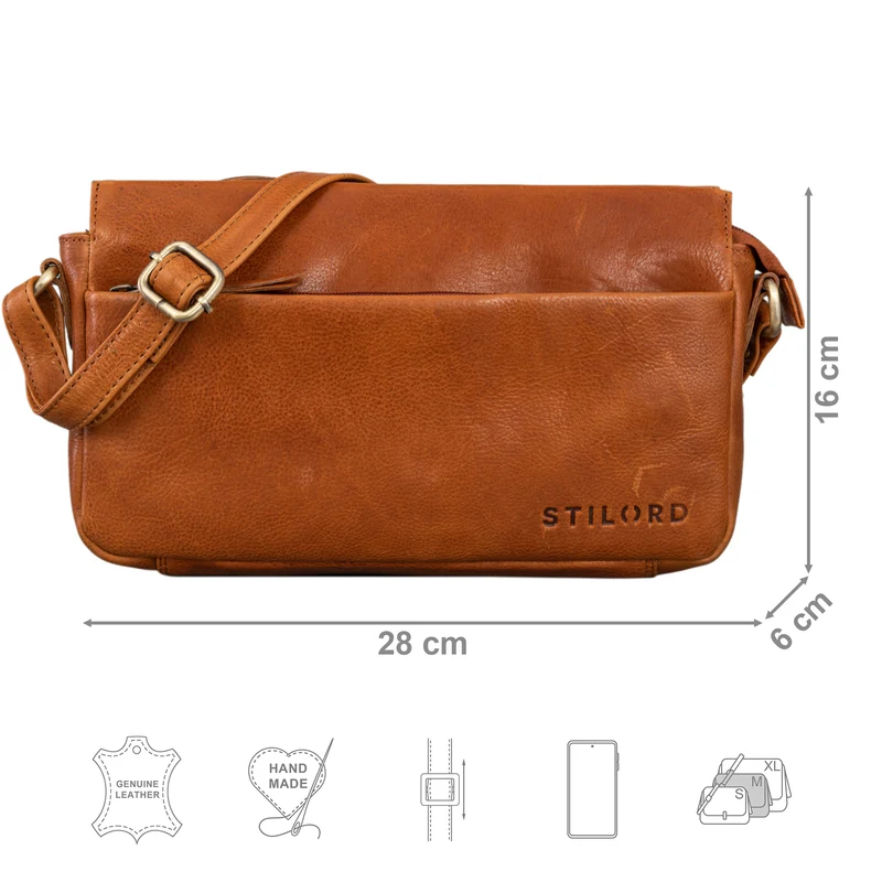 "Fenja" Elegante Vintage Ledertasche Damen klein