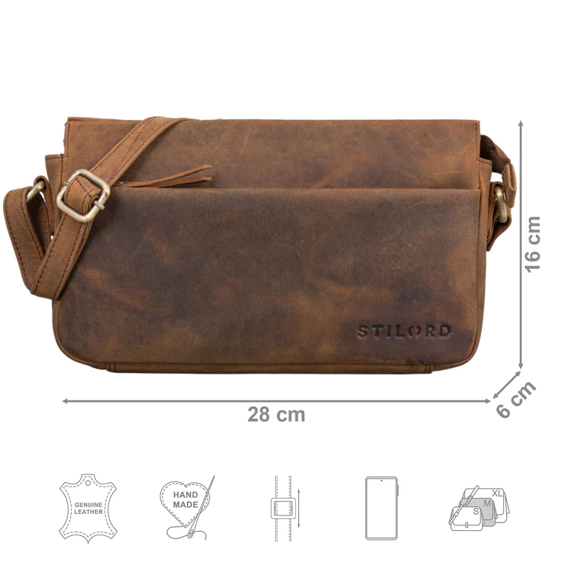 "Fenja" Elegante Vintage Ledertasche Damen klein