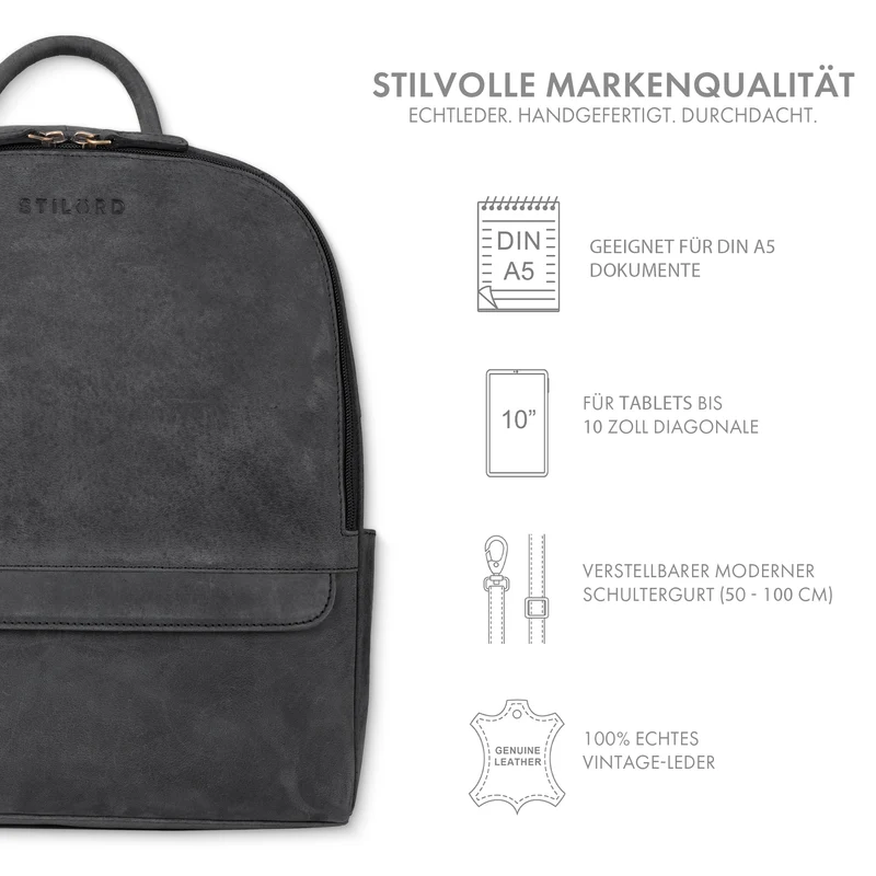 "Erika" Kleiner Lederrucksack Damen Vintage