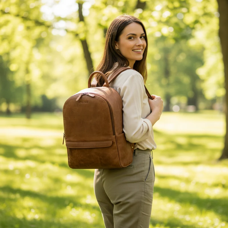 "Erika" Kleiner Lederrucksack Damen Vintage