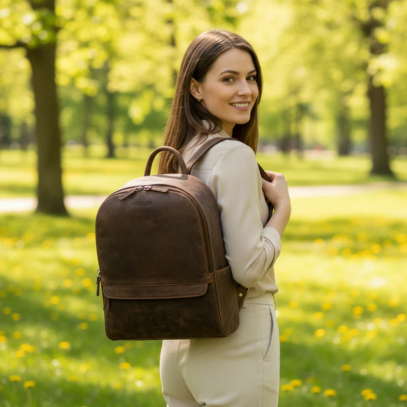 "Erika" Kleiner Lederrucksack Damen Vintage