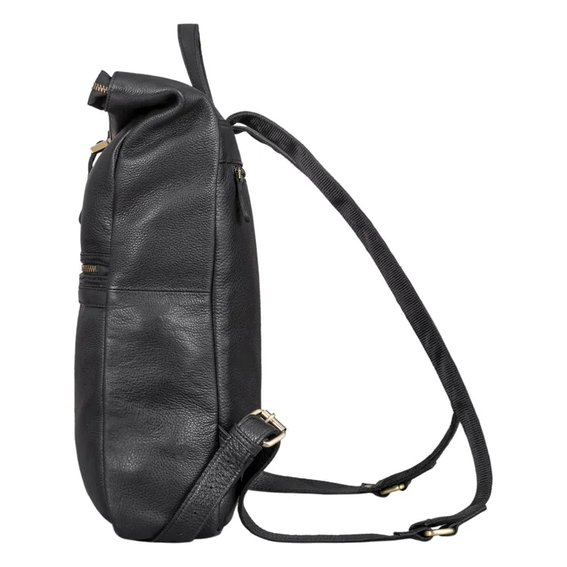"Edmund" Rolltop Leder-Rucksack, 17 Zoll Laptop-Fach wasserdicht