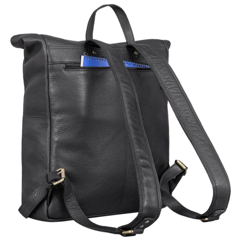 "Edmund" Rolltop Leder-Rucksack, 17 Zoll Laptop-Fach wasserdicht