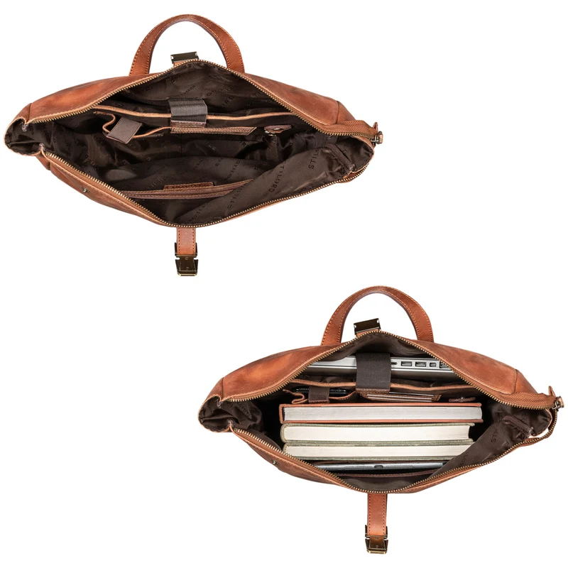 "Edmund" Rolltop Leder-Rucksack, 17 Zoll Laptop-Fach wasserdicht