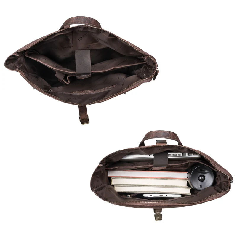 "Edmund" Rolltop Leder-Rucksack, 17 Zoll Laptop-Fach wasserdicht