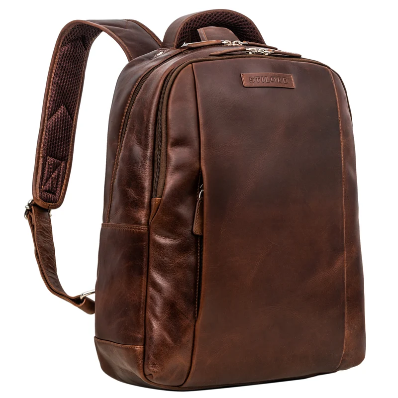 "Ennio" Moderner Laptoprucksack 15.6 Zoll Echtleder Herren und Damen
