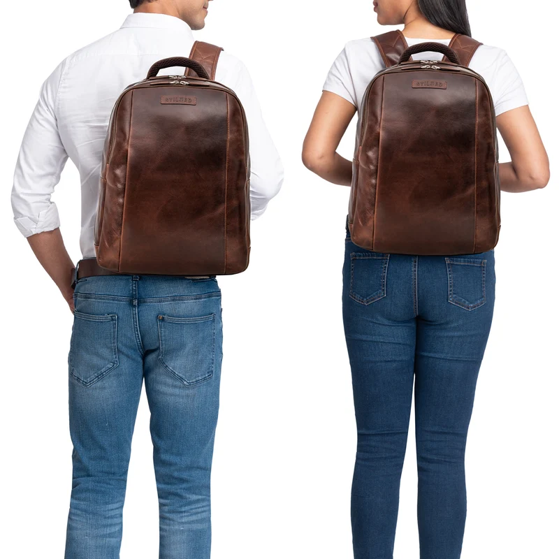 "Ennio" Moderner Laptoprucksack 15.6 Zoll Echtleder Herren und Damen