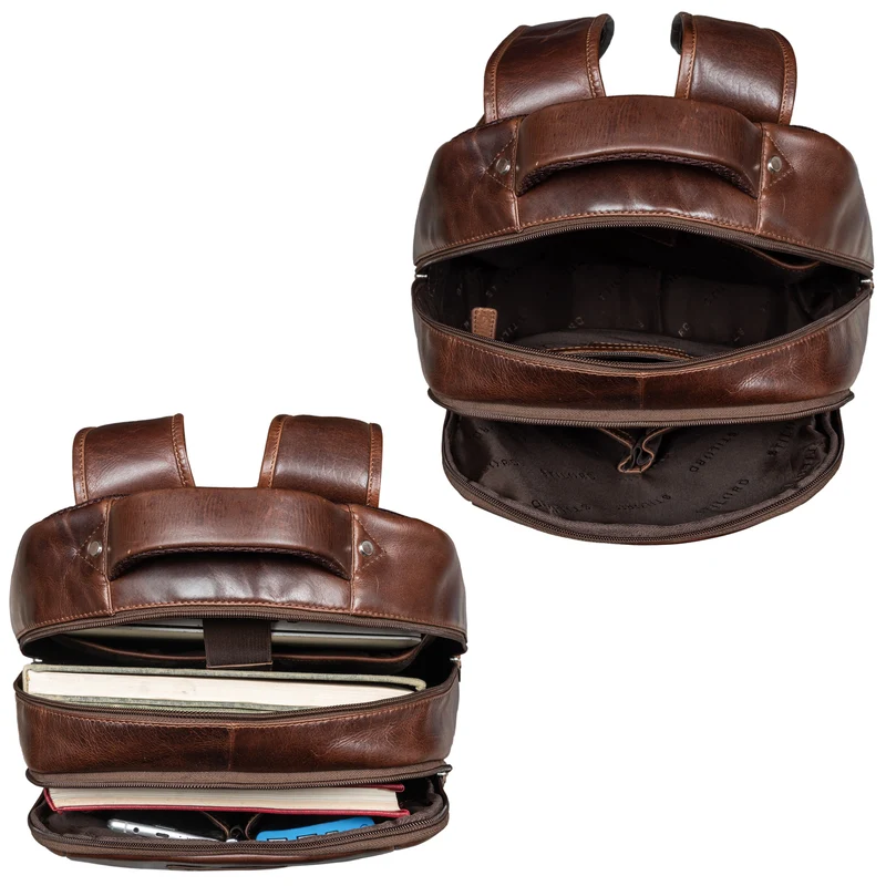 "Ennio" Moderner Laptoprucksack 15.6 Zoll Echtleder Herren und Damen
