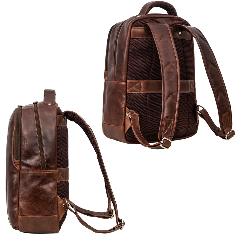 "Ennio" Moderner Laptoprucksack 15.6 Zoll Echtleder Herren und Damen