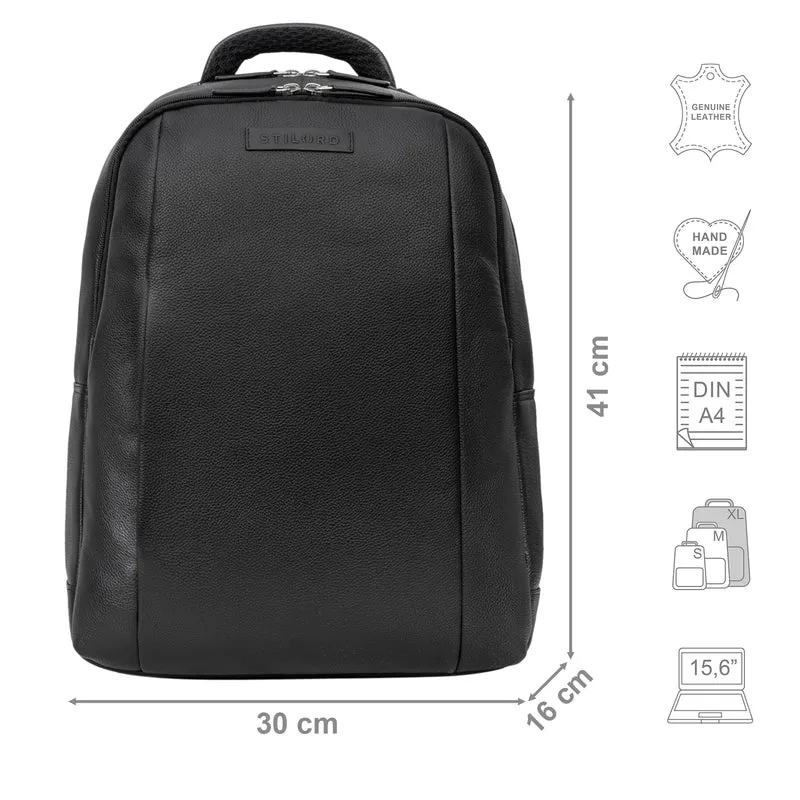 "Ennio" Moderner Laptoprucksack 15.6 Zoll Echtleder Herren und Damen