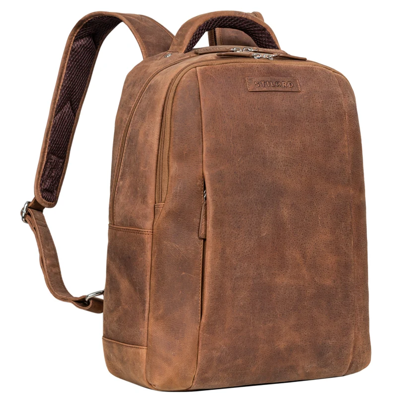 "Ennio" Moderner Laptoprucksack 15.6 Zoll Echtleder Herren und Damen