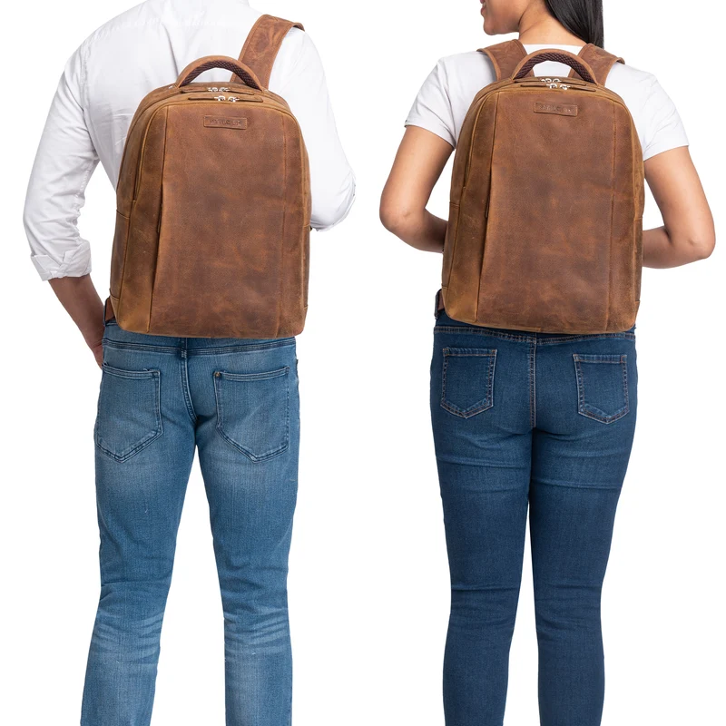 "Ennio" Moderner Laptoprucksack 15.6 Zoll Echtleder Herren und Damen