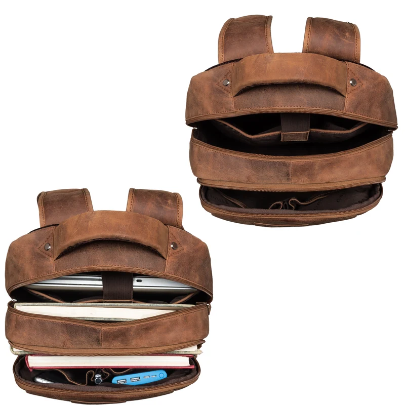 "Ennio" Moderner Laptoprucksack 15.6 Zoll Echtleder Herren und Damen