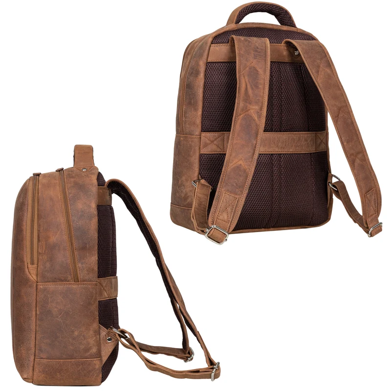 "Ennio" Moderner Laptoprucksack 15.6 Zoll Echtleder Herren und Damen