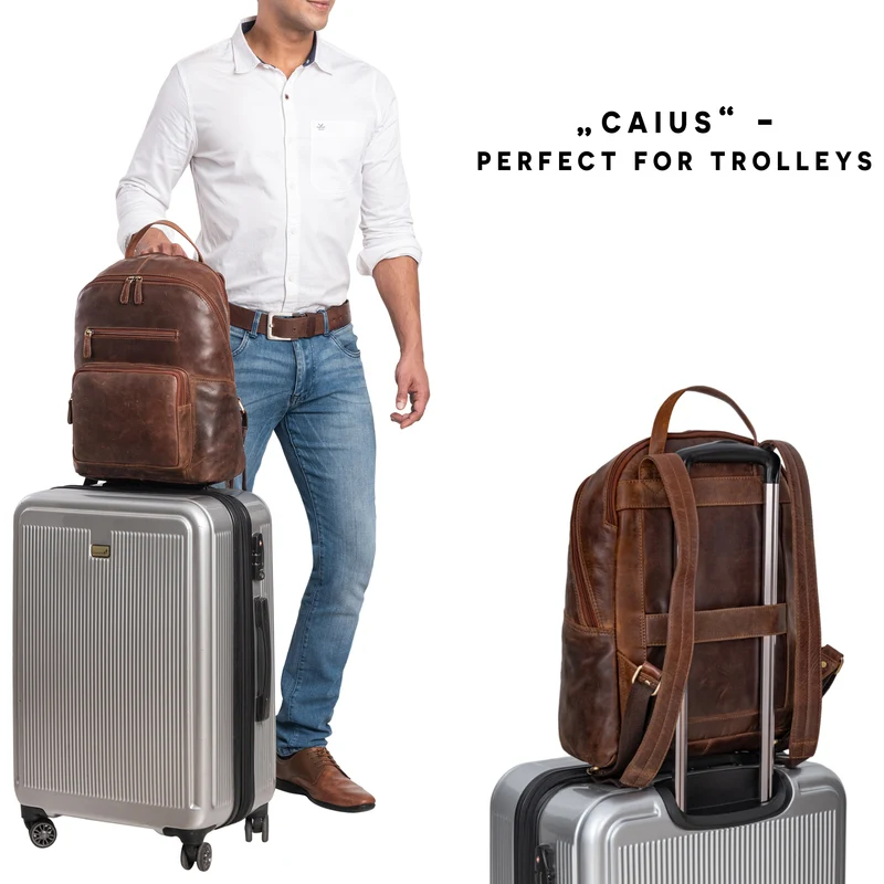 "Caius" Charakteristischer Leder Rucksack für Damen und Herren