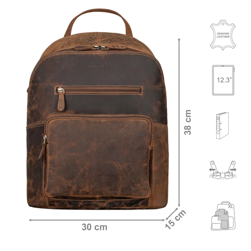 "Caius" Charakteristischer Leder Rucksack für Damen und Herren