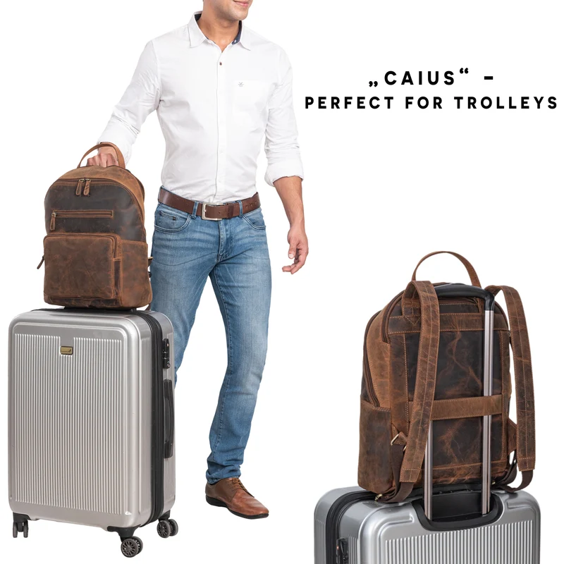 "Caius" Charakteristischer Leder Rucksack für Damen und Herren