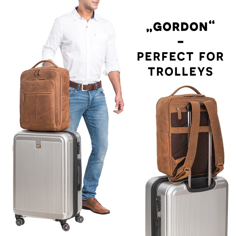 "Gordon" Geschmackvoller Rucksack Leder Herren und Damen